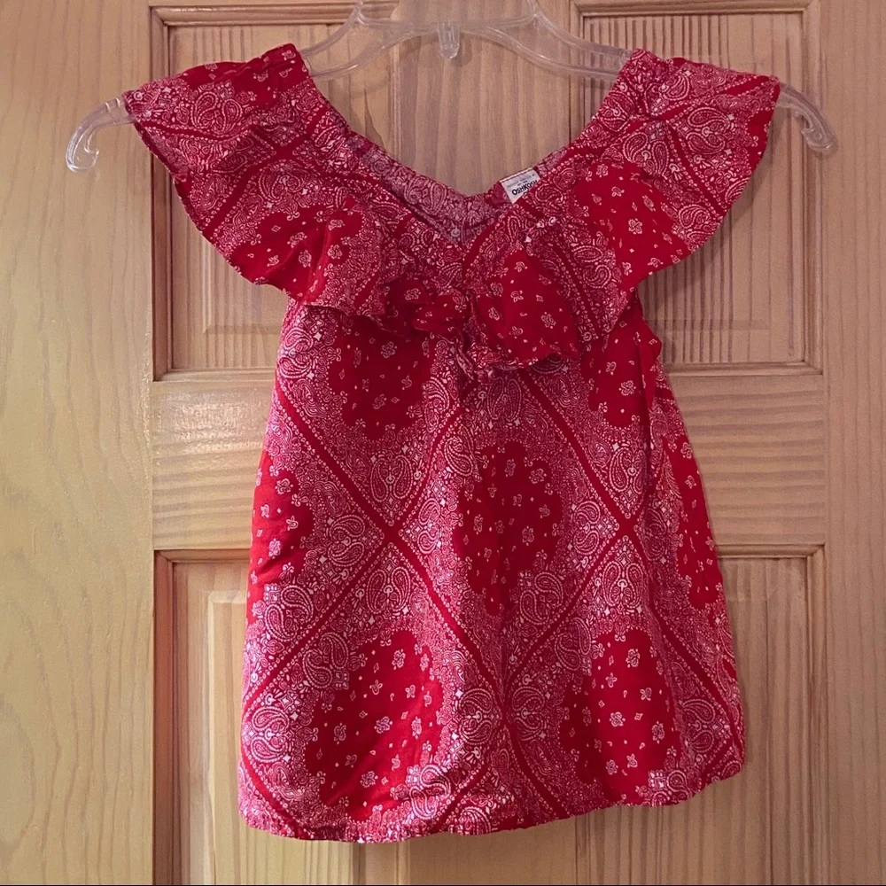 OshKosh Girls Red & White Sleeveless Bandana Top Size 6 or 6X